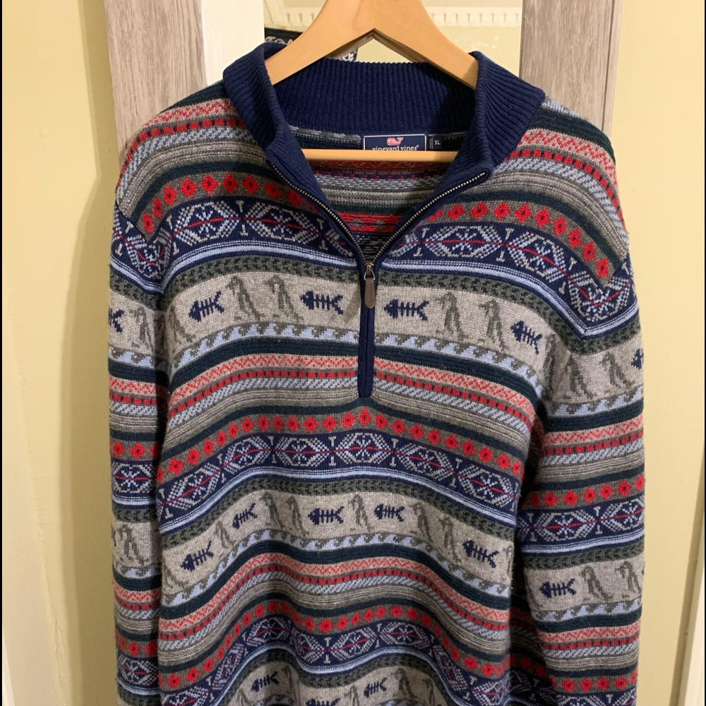 Vineyard Vines Mens Quarter-Zip Sweater-XL